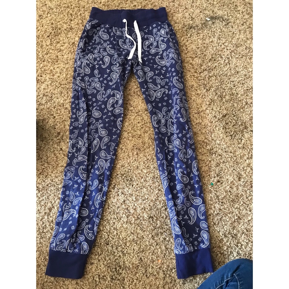 Navy Blue/White Print Joggers